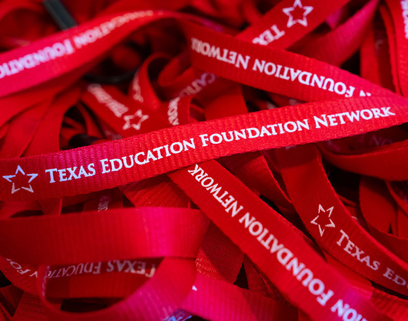 Texas Education Foundation Network bundle of red lanyards